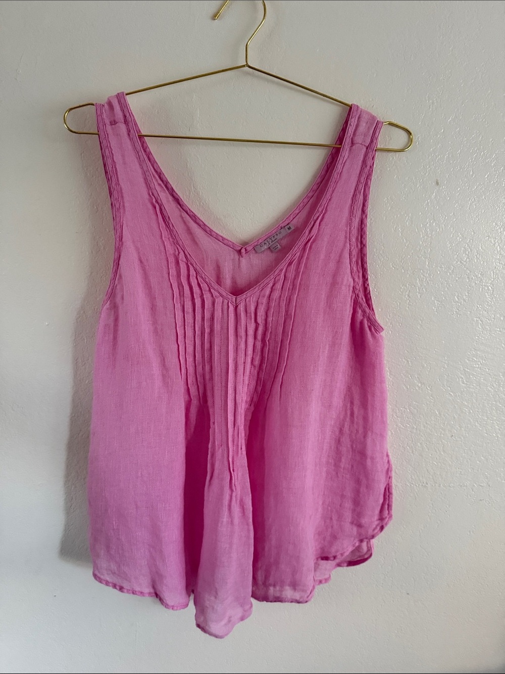 Calypso St Barth Lightweight Pink V-Neck Sleeveless Top - Casual Summer Tank